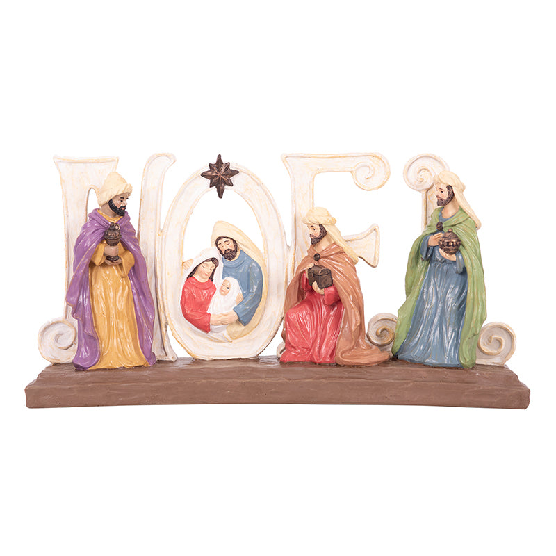 Christmas Polyresin Noel Nativity Sign for Mantel or Centerpiece