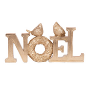 Champagne polyresin Noel tabletop sign 26x13.5cm for Christmas décor