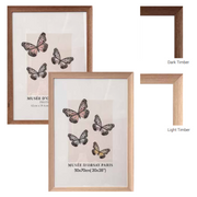 A1 non matted poster photo frame in assorted dark brown and light brown wood-look finishes, large wall frame for posters and prints. – thumbnail