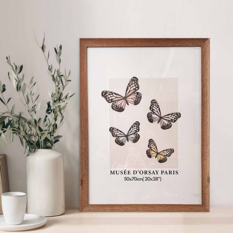 A1 non matted poster photo frame in assorted dark brown and light brown wood-look finishes, large wall frame for posters and prints.