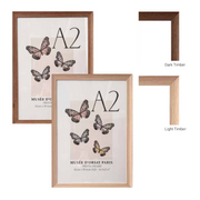 A4 non matted poster photo frame assorted dark brown and light brown timber look frame for prints and certificates – thumbnail