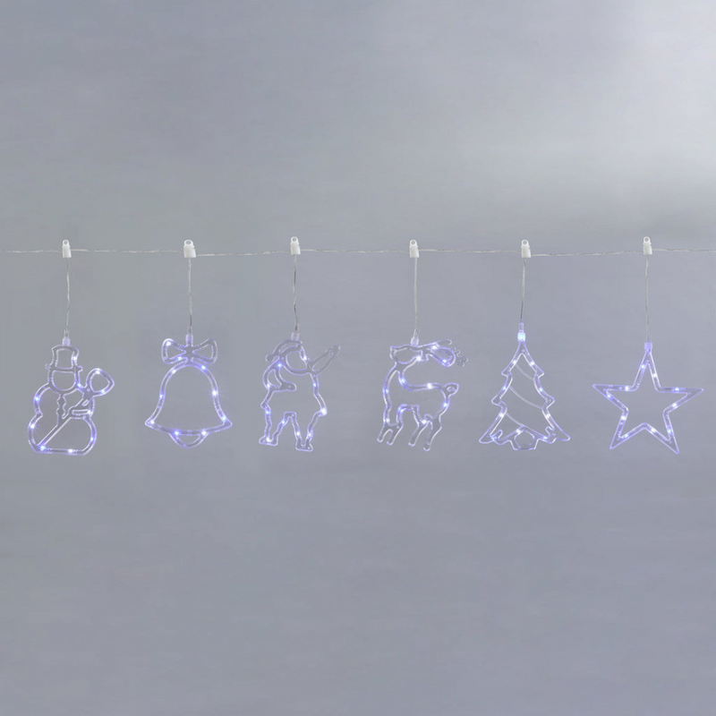 Pre-Lit LED Christmas Characters Silhouette Light String in blue and white, 5m length