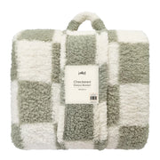 Printed Sherpa Throw 210gsm Checkered Sea Kelp 180x200cm