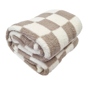 Printed Sherpa Throw 210gsm Checkered Natural 180x200cm 