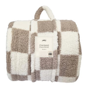 Printed Sherpa Throw 210gsm Checkered Natural 180x200cm