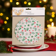 Printed Mistletoe paper doilies 16cm round, 20-pack, for Christmas table settings – thumbnail