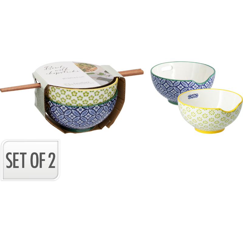 two 320ml bowls with four chopsticks