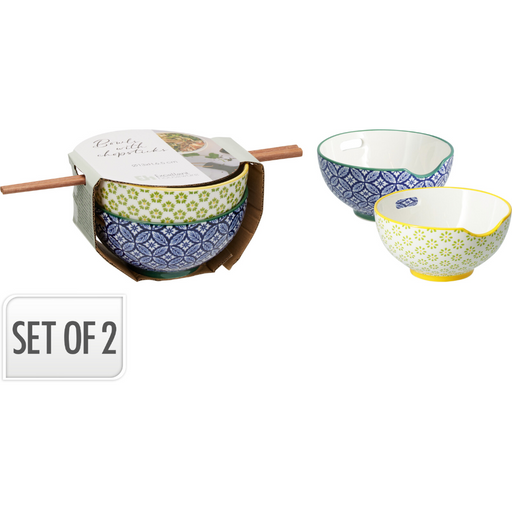 two 320ml bowls with four chopsticks