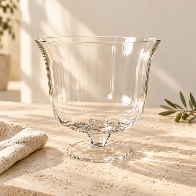 clear glass trifle bowl measuring 22 x 12 x 21cm