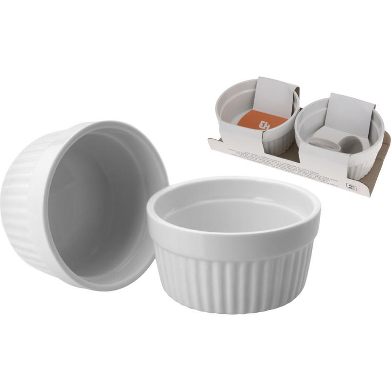 2 piece white stoneware baking dish set 200ml assorted