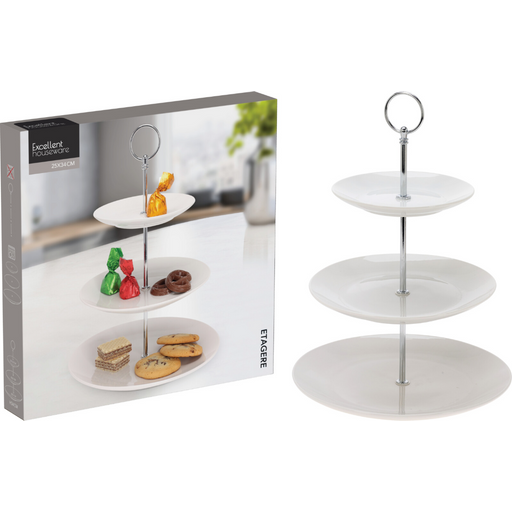 34cm three tier porcelain food stand