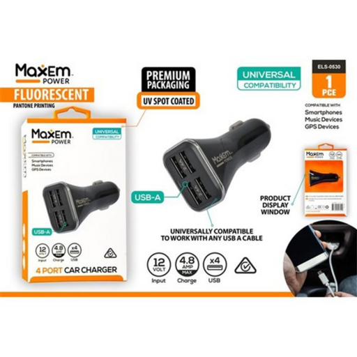 Ronis QUAD USB Car Charger 4.8A Shared