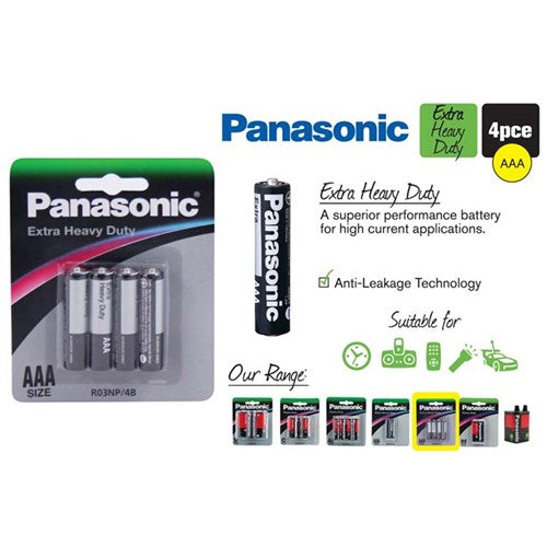 4 pack Panasonic AAA extra heavy duty batteries
