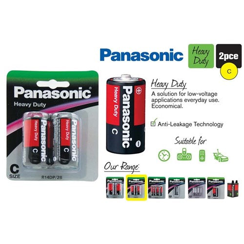 2 pack Panasonic C size heavy duty batteries
