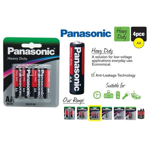 4 pack Panasonic AA heavy duty batteries