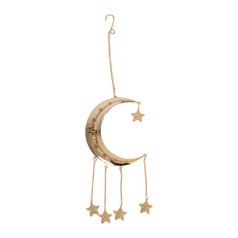 Hanging metal moon and star decoration