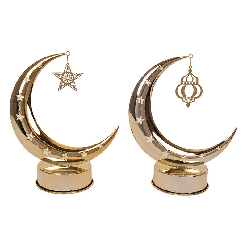 Light up metal moon table decoration