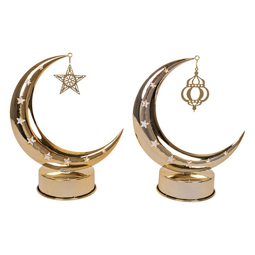 Light up metal moon table decoration