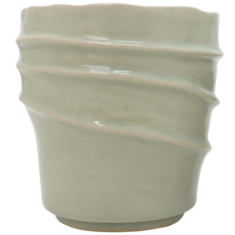 Ribbed Planter Green 13x13cm