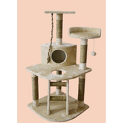 Cat Scratcher Corner with Ladder Playground Cream 55x55x120cm