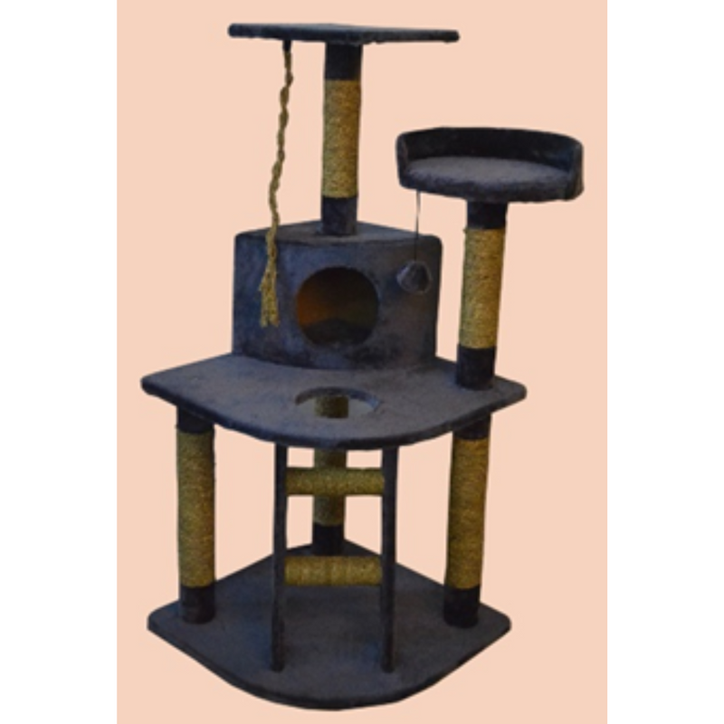 Cat Scratcher Corner with Ladder Playground Grey 55x55x120cm