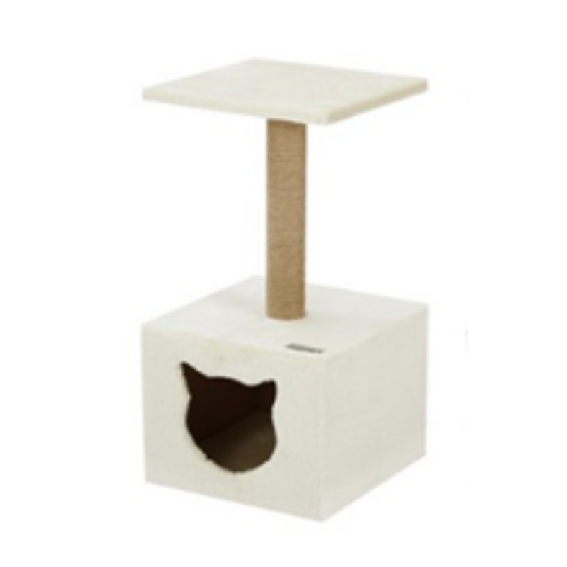 Cat Scratcher 1 platform Hideaway 31x31x56cm Cream