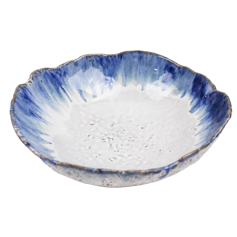 Large blue ceramic serving bowl