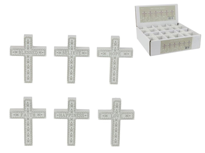 Small MDF cross with wording stand or hang