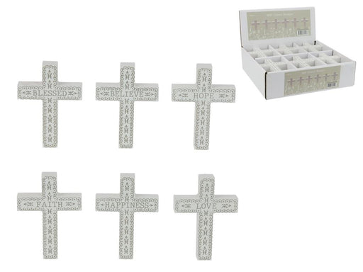 Small MDF cross with wording stand or hang