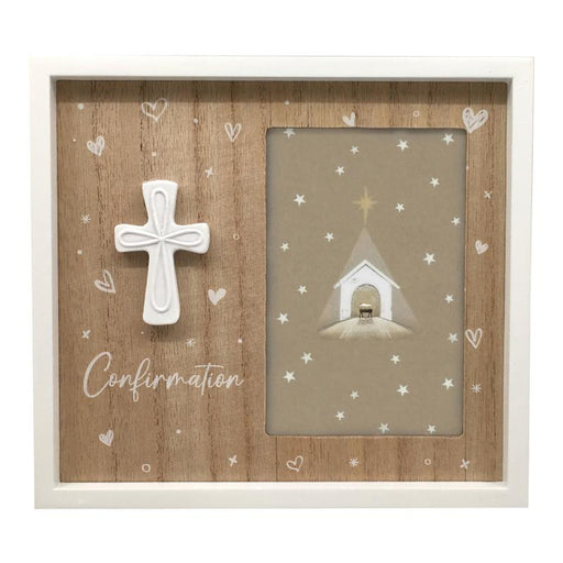 Confirmation photo frame with cross design 20x22cm