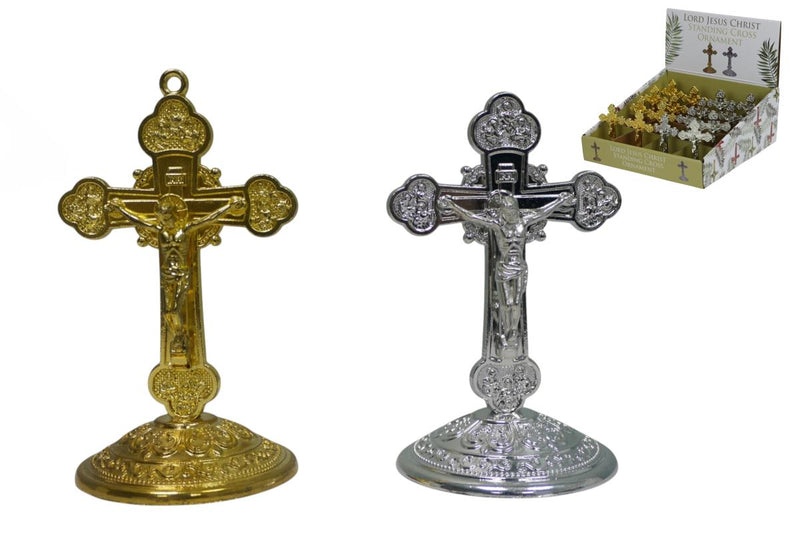 Jesus on cross with gold and silver finish 8.5cm