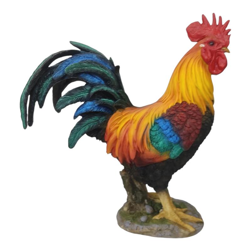 Realistic standing rooster ornament 43x36cm