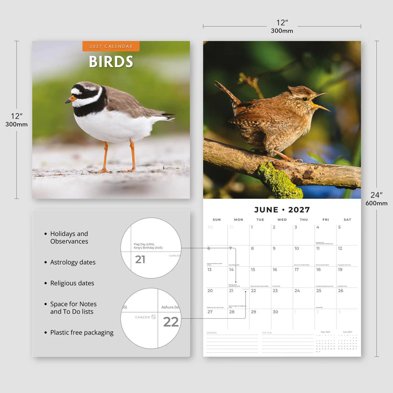 2027 Square Wall Calendar Birds image 3