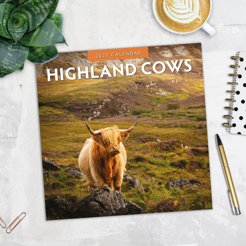2027 Square Wall Calendar Highland Cows image 5