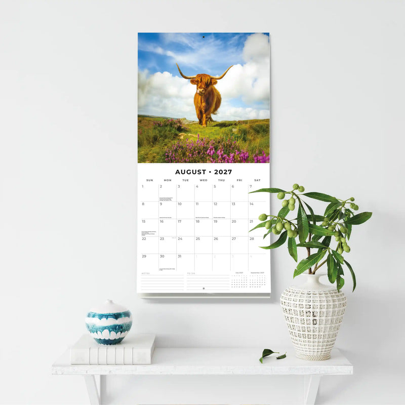 2027 Square Wall Calendar Highland Cows image 6