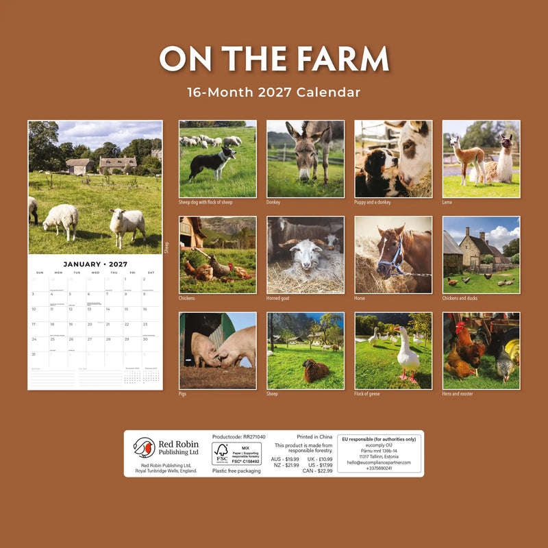 2027 Square Wall Calendar On The Farm image 2
