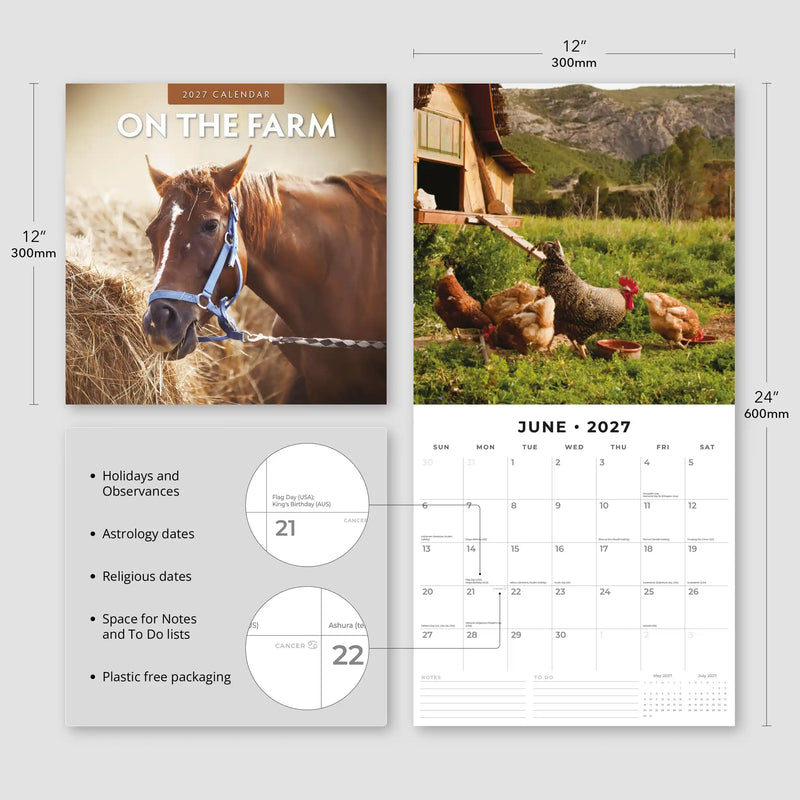 2027 Square Wall Calendar On The Farm image 3