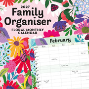 2027 Floral family organiser square wall calendar – thumbnail