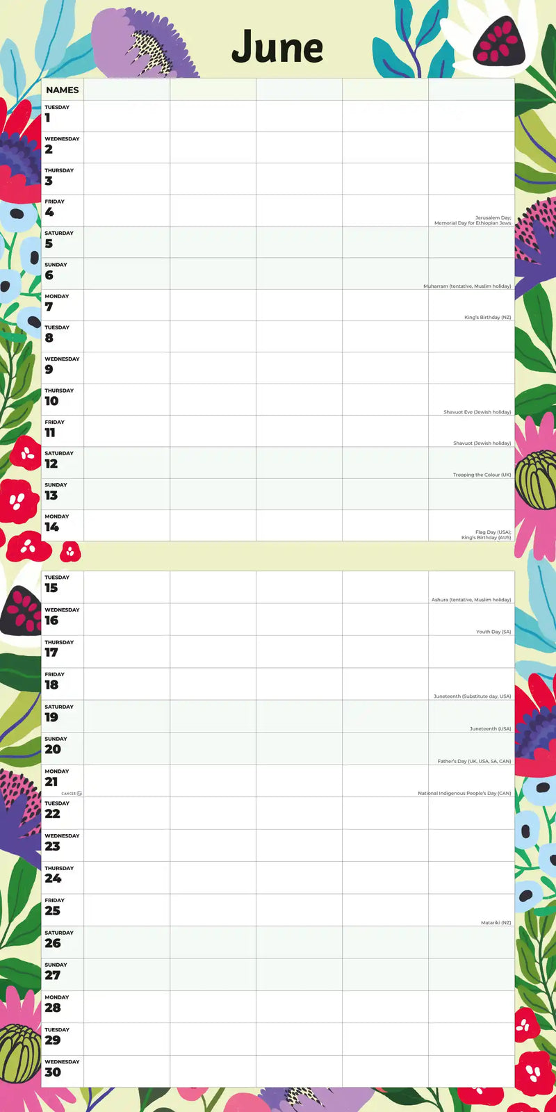 2027 Square Wall Calendar Family Organiser - Floral image 4
