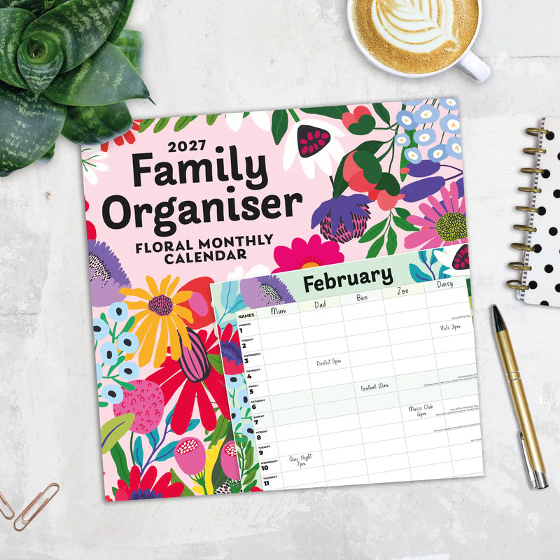2027 Square Wall Calendar Family Organiser - Floral image 5