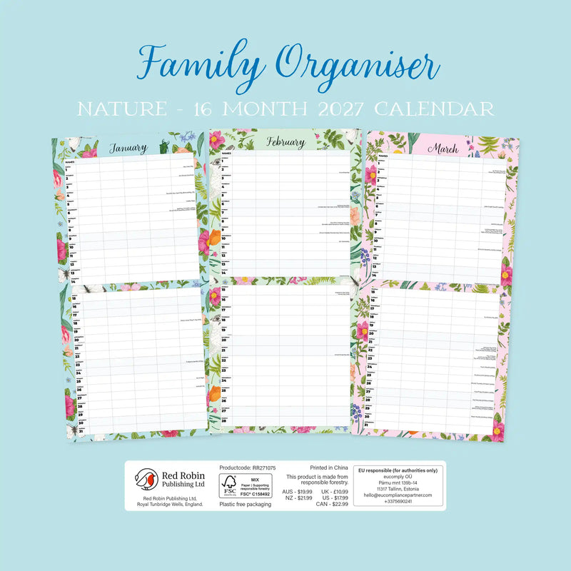 2027 Square Wall Calendar Family Organiser - Nature image 2
