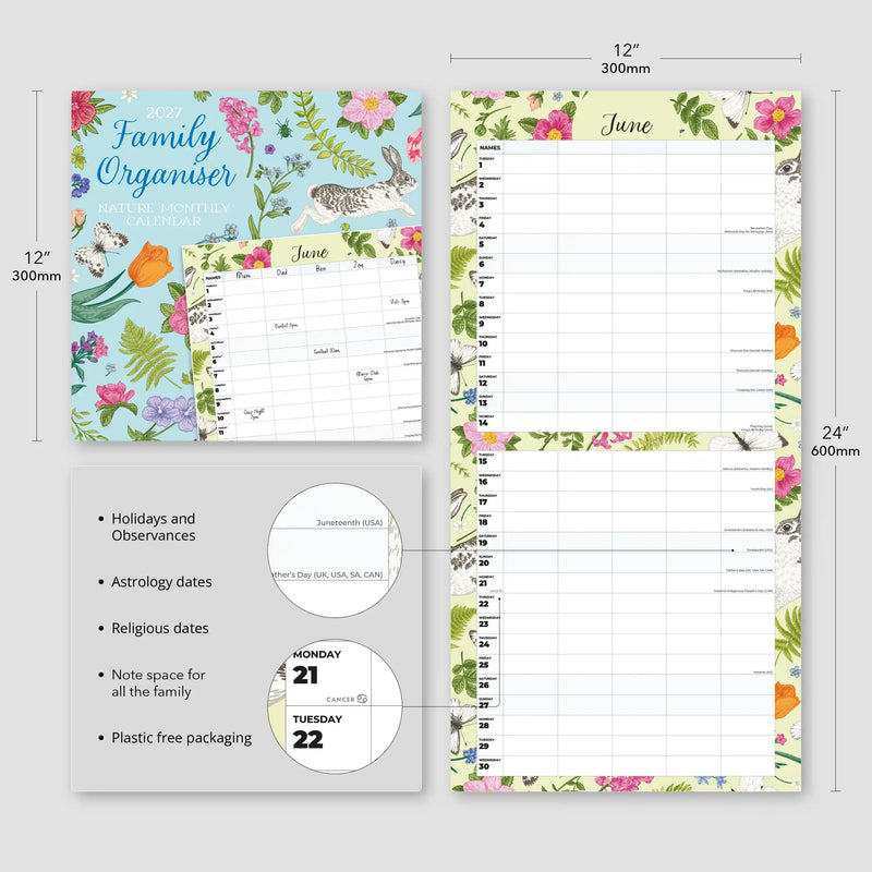 2027 Square Wall Calendar Family Organiser - Nature image 3