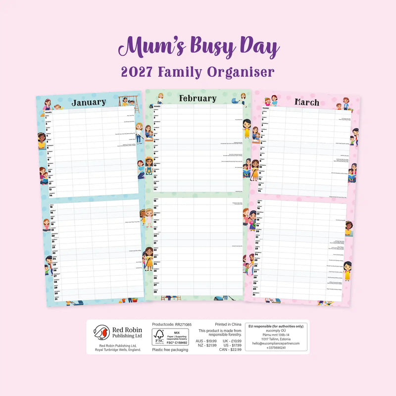 2027 Square Wall Calendar Mum's Busy Day image 2