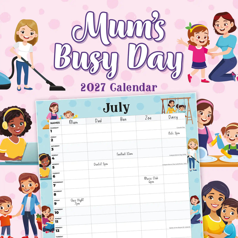 2027 Mum's Busy Day square wall calendar for family planning