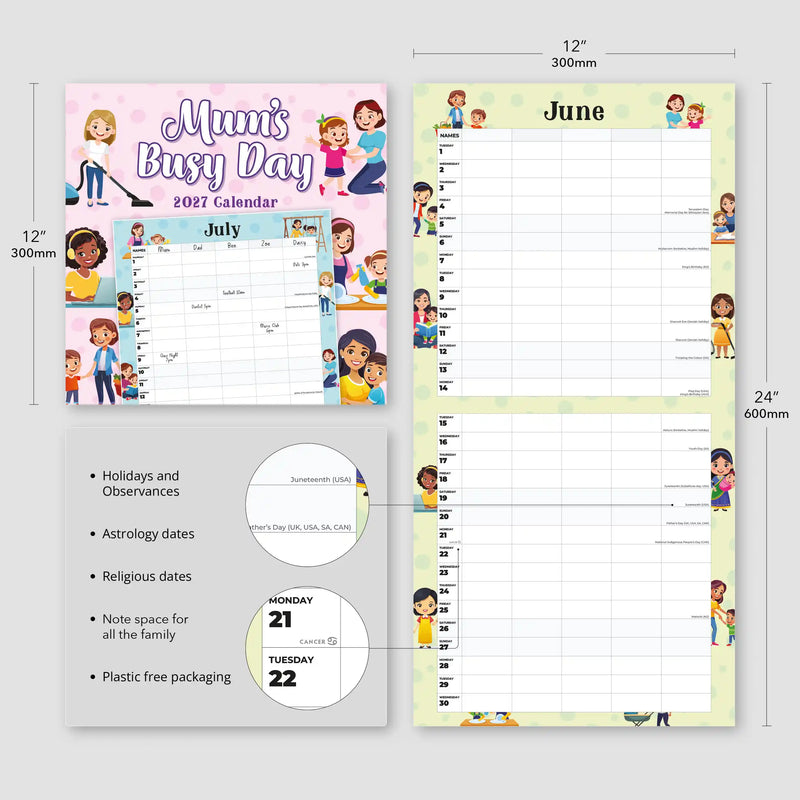 2027 Square Wall Calendar Mum's Busy Day image 3