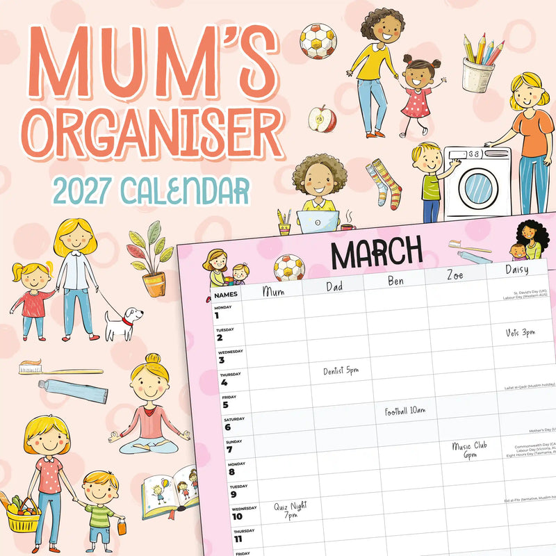 2027 Mum's Organiser square wall calendar for family planning
