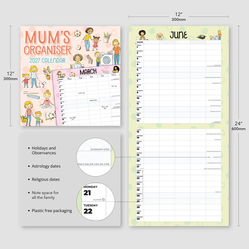 2027 Square Wall Calendar Mum's Organiser image 3
