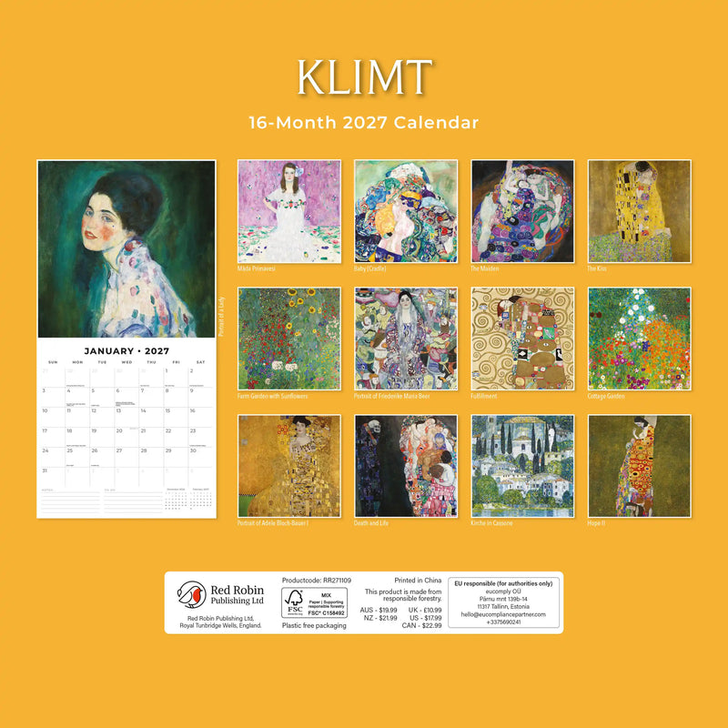 2027 Square Wall Calendar Klimt image 2