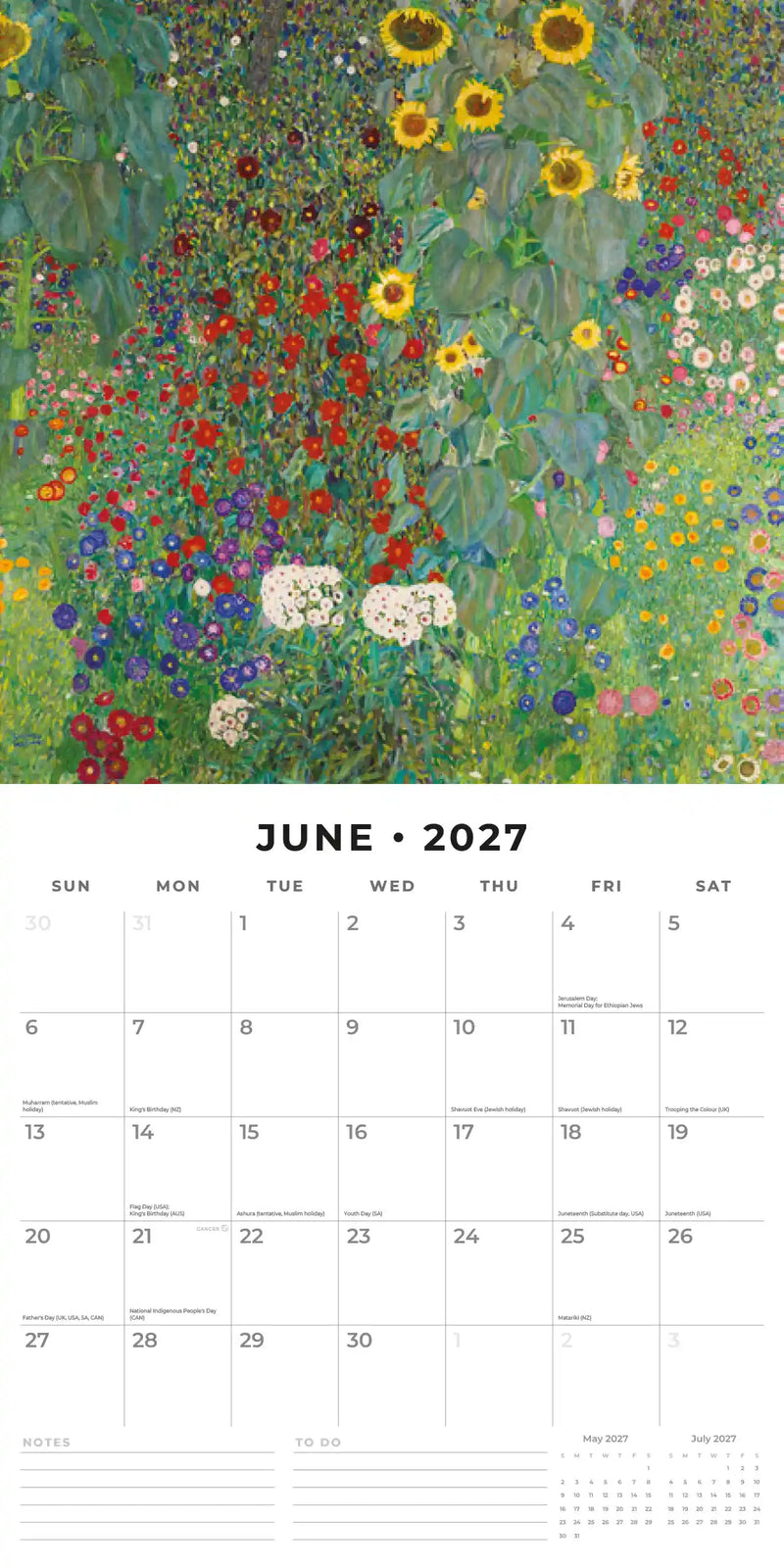 2027 Square Wall Calendar Klimt image 4