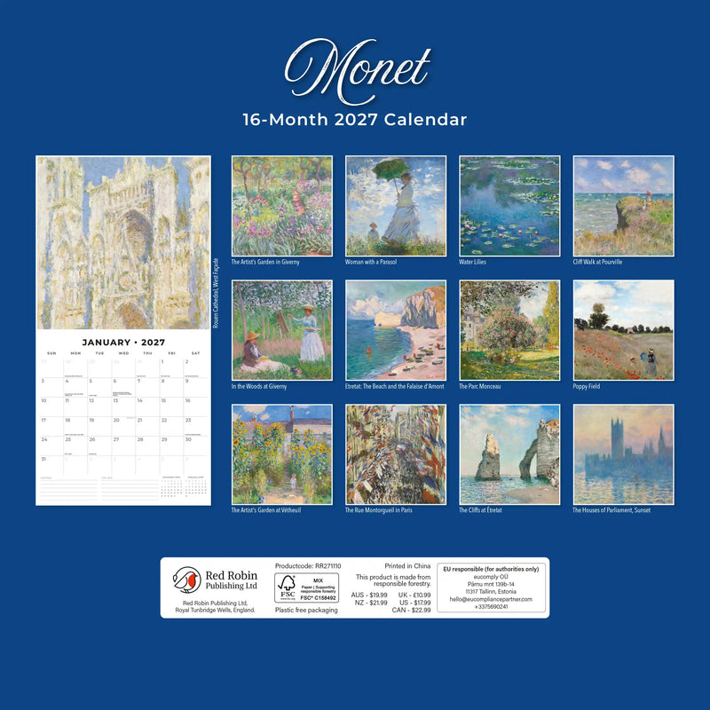 2027 Square Wall Calendar Monet image 2